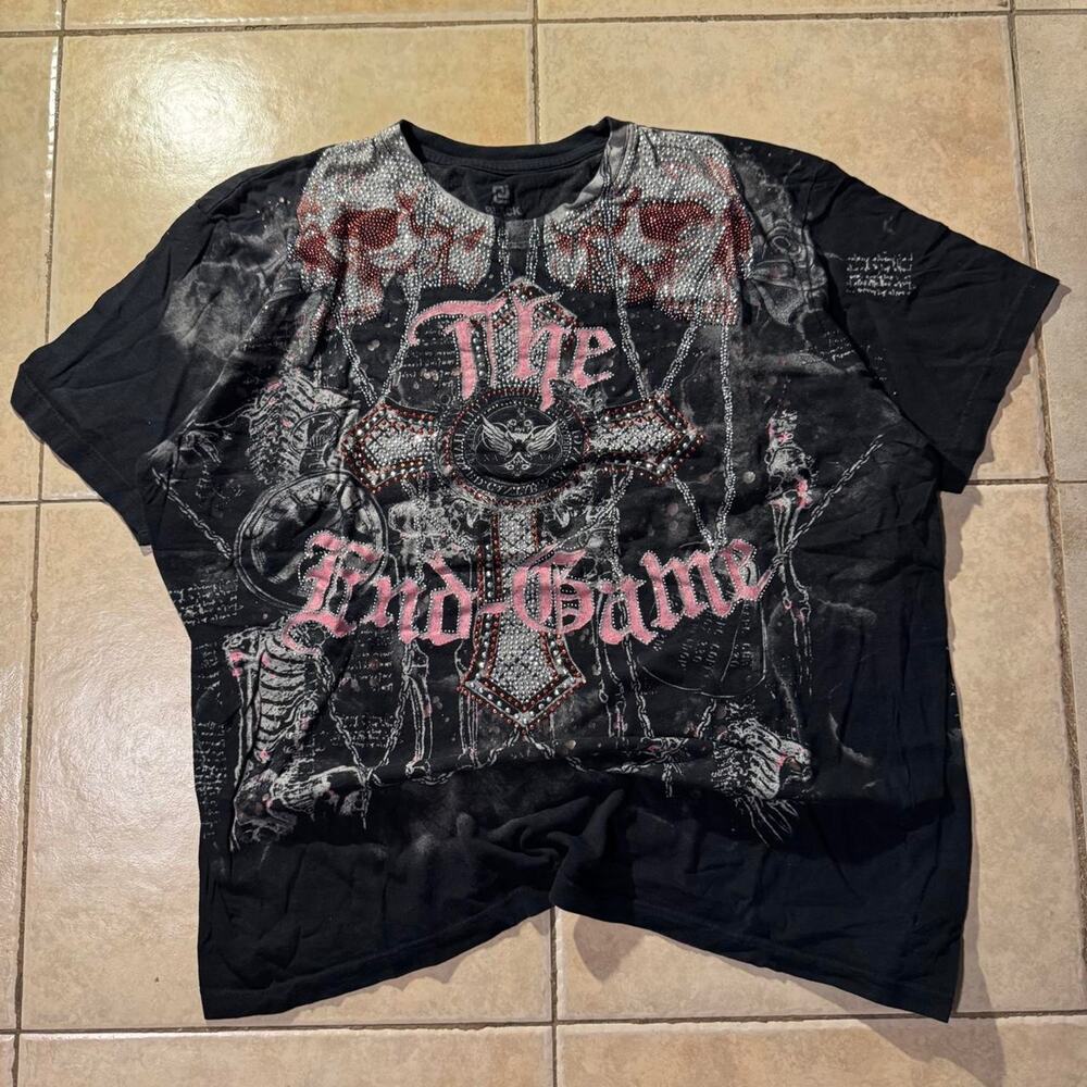 Vintage y2k black cotton graphic tee Size 2XL in mens